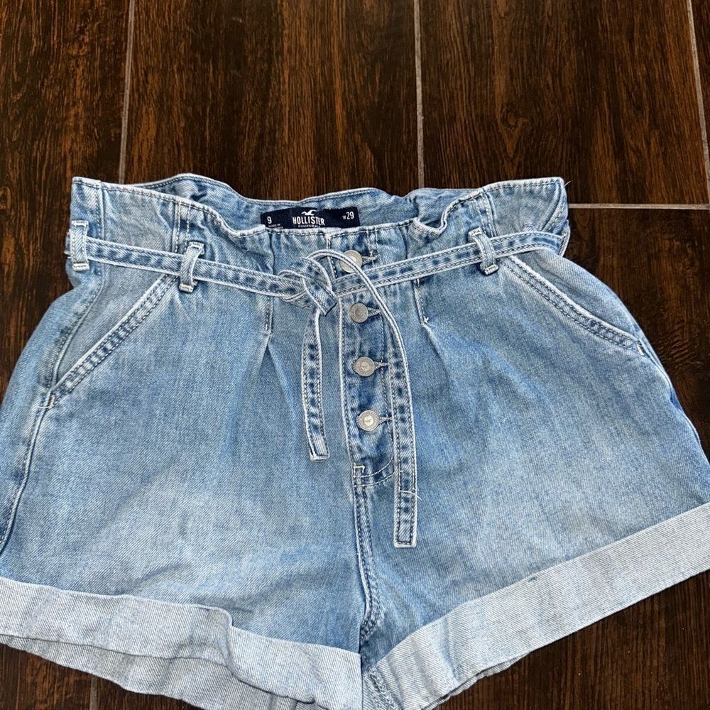 Abercrombie and Fitch/ Hollister Blue Jean Shorts with Paper-Bag Waist